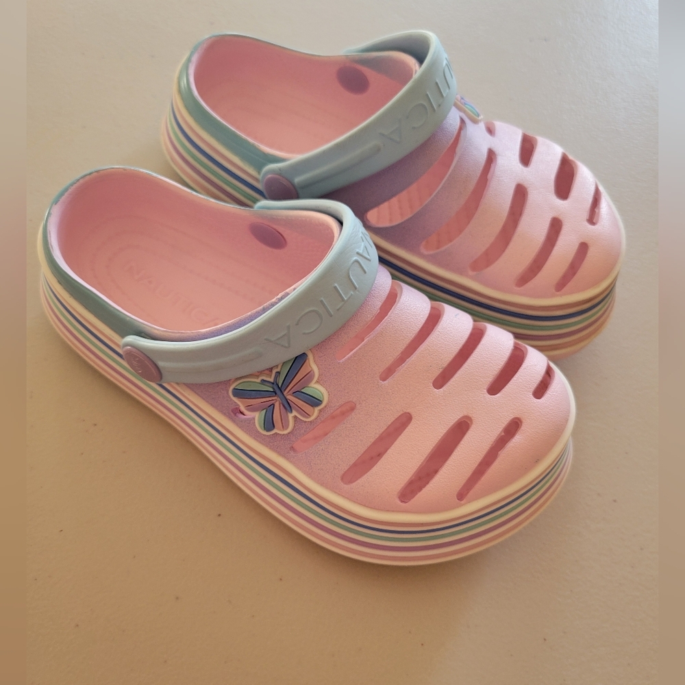 Nautica Kids Pastel Clog with Butterfly Accent. Little Girls 12 - Picture 5 of 14